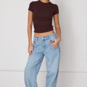 Ally Fashion Denim Mid Rise Barrel Leg Jeans Denim Mid Rise Barrel Leg Jeans