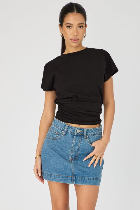 Ally Fashion Denim Mini Skirt Mid Rise Longline