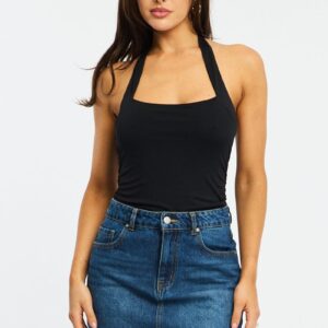 Denim Mini Skirt Mid Rise Raw Edge