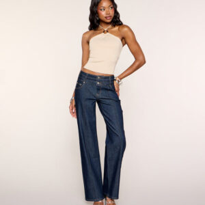 Denim Outline Mid Rise Wide-Leg Jeans