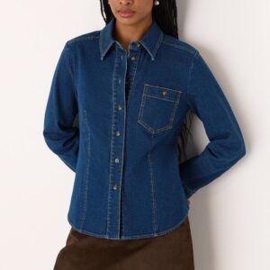 Denim Stretch Cotton Collared Shirt
