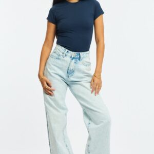 Denim Wide Leg Jeans Mid Rise