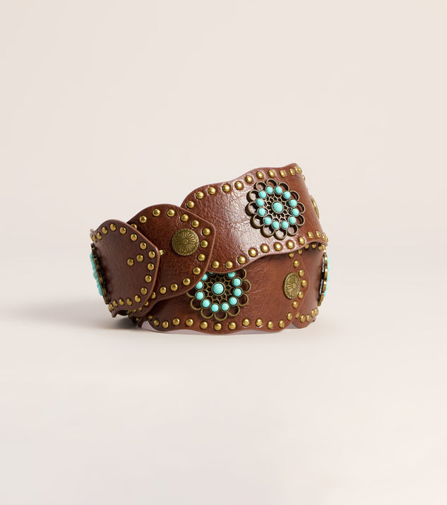 Windsor Desert Bloom Studded Faux Leather Belt