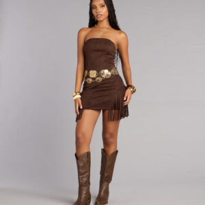 Desert Heat Faux Suede Strapless Mini Dress