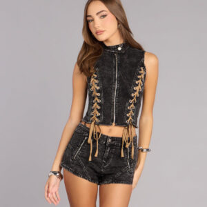Windsor Desert Nights Lace-Up Denim Hot Shorts Desert Nights Lace-Up Denim Hot Shorts