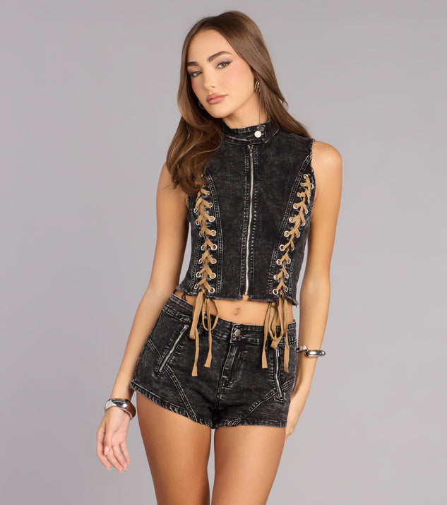 Windsor Desert Nights Lace-Up Denim Hot Shorts