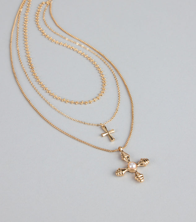 Windsor Divine Drip Layered Cross Necklace