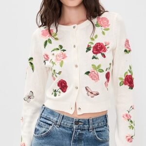 ALICE + OLIVIA Dollie Embroidered Cardigan
