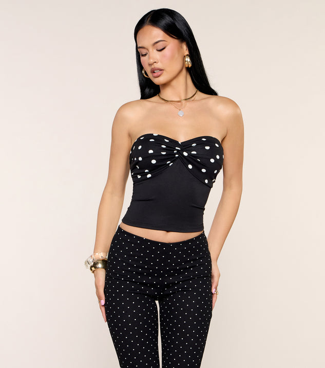 Windsor Dot Drama Twist Tube Crop Top