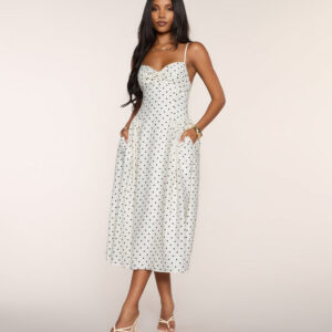 Windsor Dot Your Calendar Lace-Up Midi Dress Dot Your Calendar Lace-Up Midi Dress