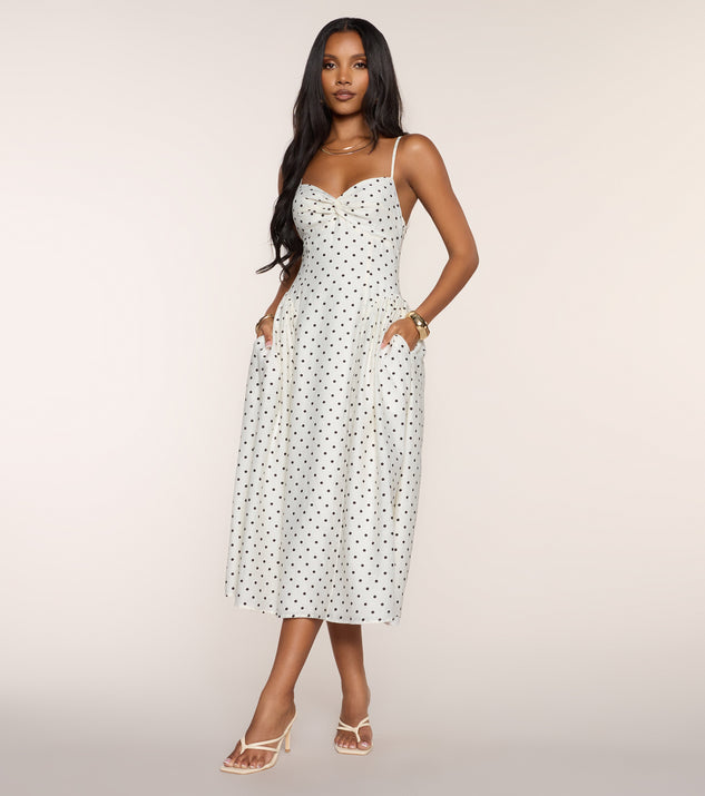 Windsor Dot Your Calendar Lace-Up Midi Dress