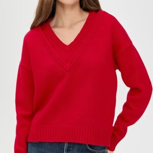 LE BOP Double V Neck Pullover Sweater