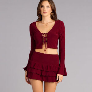 Drama Meets Ruffles Tie-Front Top