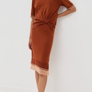 Draped Knit Dress with Organza Combo
