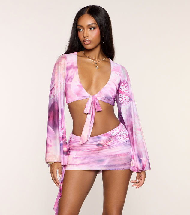 Windsor Dream State Flare Sleeve Crop Top