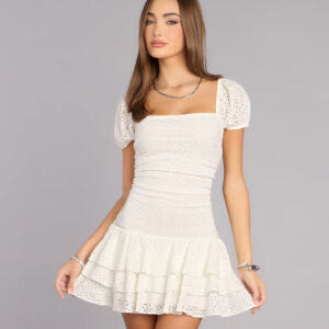 Dreamy Eyelet Ruffle Mini Dress