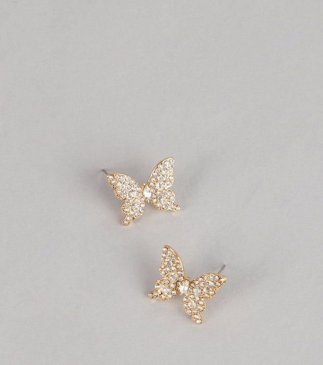 Windsor Dreamy Flutter Rhinestone Butterfly Stud Earrings