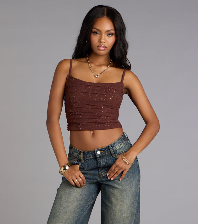 Windsor Drip Queen Rhinestone Mesh Crop Top