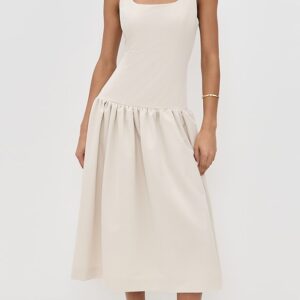 Drop Waist Peplum Midi Dress