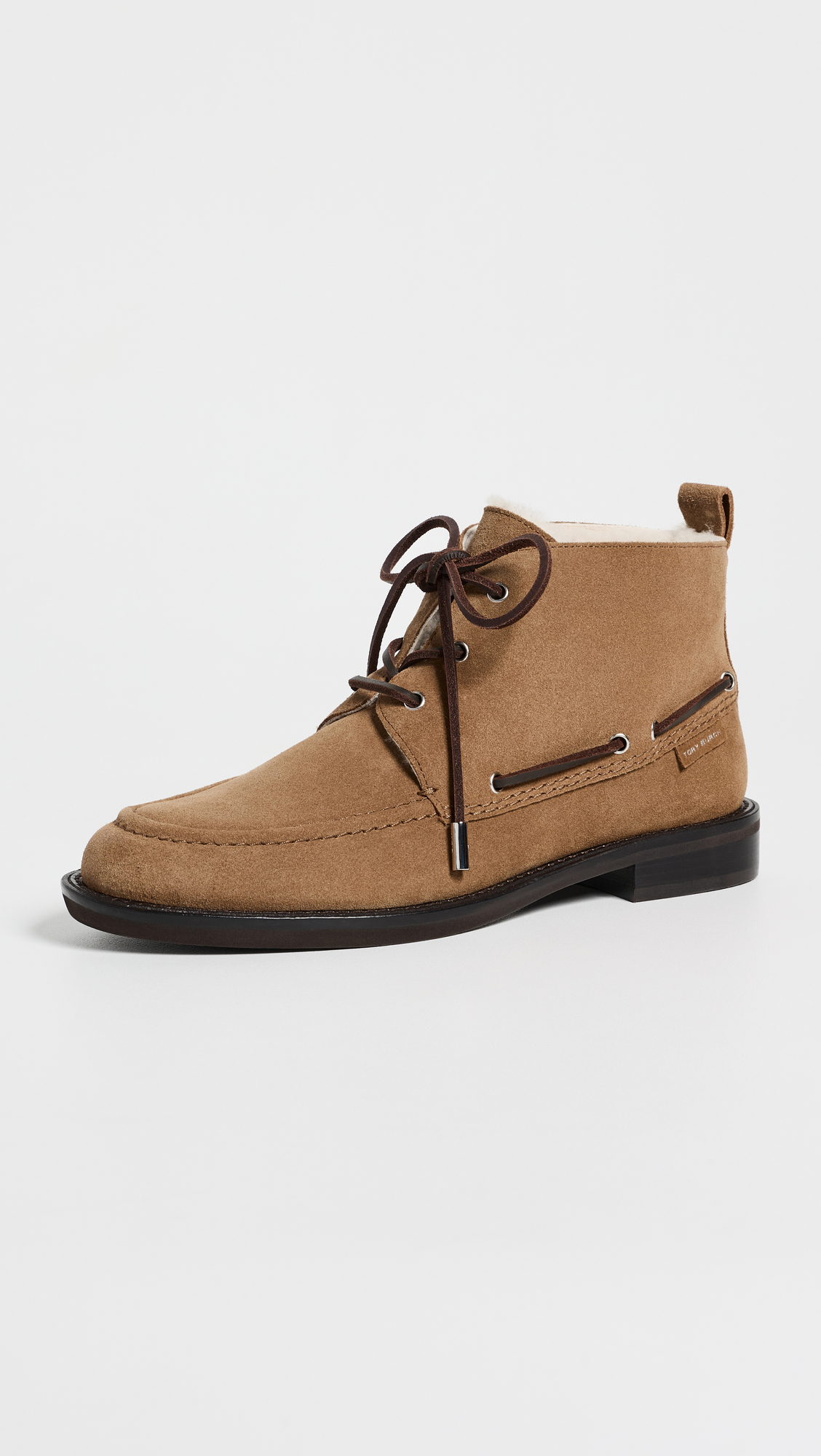 Tory Burch Duck Shearling Suede Ankle Boots