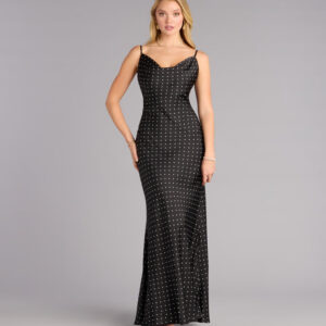 Effortless Allure Satin Polka Dot Maxi Dress