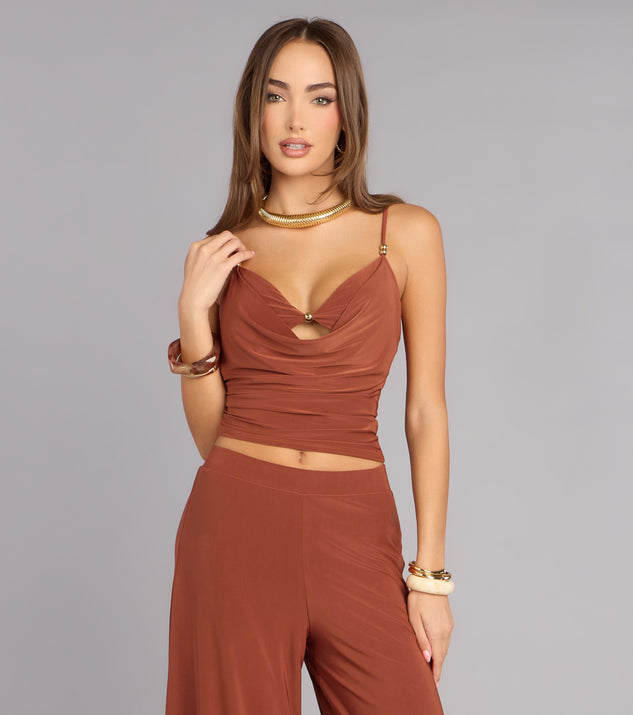 Windsor Effortless Chic Beaded Cowl Neck Top