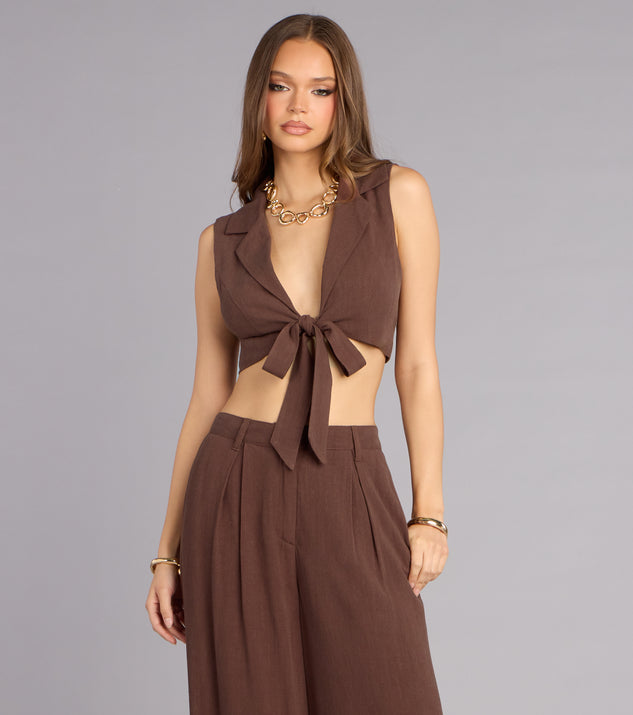 Windsor Effortless Look Linen-Blend Tie-Front Vest