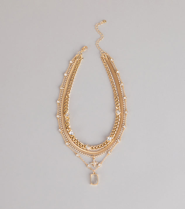 Windsor Effortlessly Bold Layered Rhinestone Chain Necklace