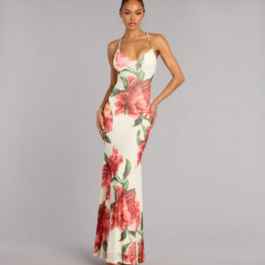 Elara Floral Open Back Formal Dress