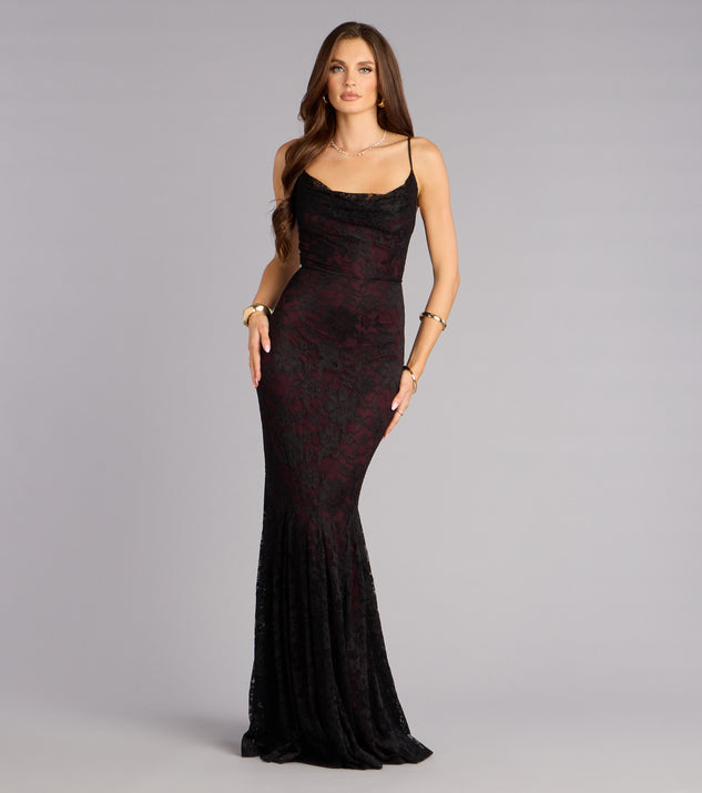 Windsor Ellianna Lace Cowl Neck Mermaid Dress