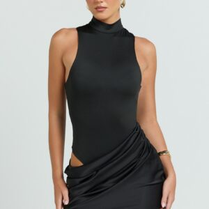 Showpo Elodie Mini Dress - Sleeveless Dress Overlay Skirt in Black