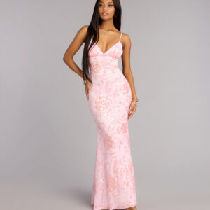 Elsie Sequin Lace-Up Formal Dress