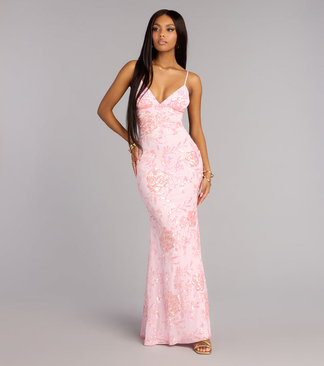 Windsor Elsie Sequin Lace-Up Formal Dress