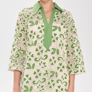 Embroidered Collar Mini Dress