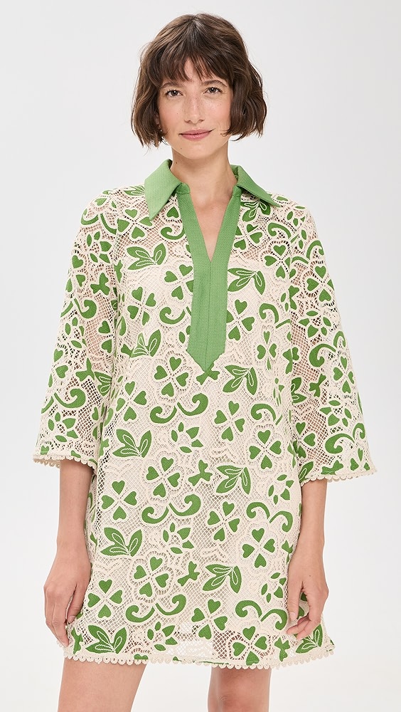 English Factory Embroidered Collar Mini Dress