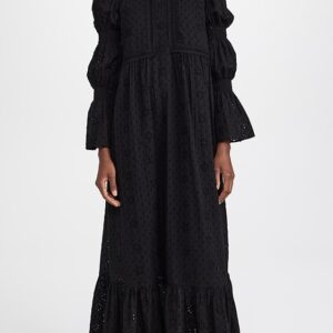 Embroidered Swiss Dot Maxi Dress