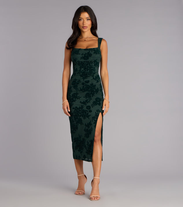 Windsor Emme Flocked Velvet Midi Formal Dress