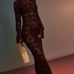 Espresso Crochet Tassel Hem Maxi Beach Dress