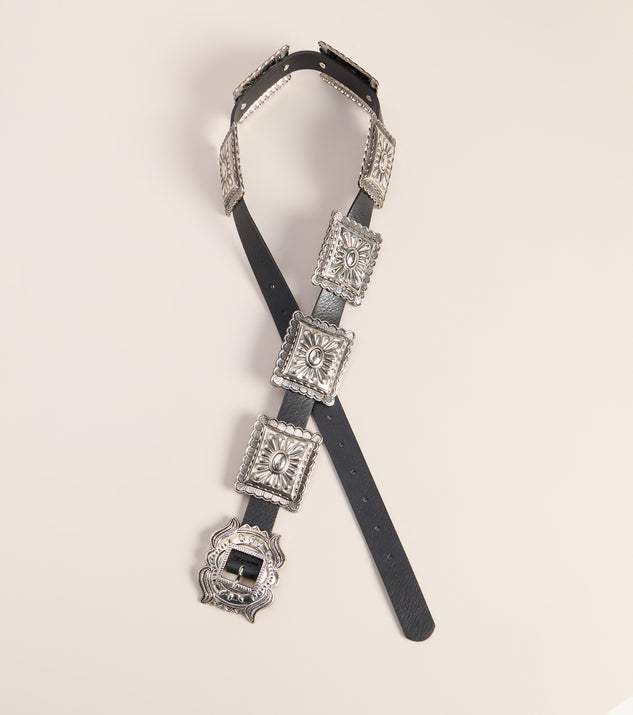 Windsor Etched In Style Faux Leather Concho Belt
