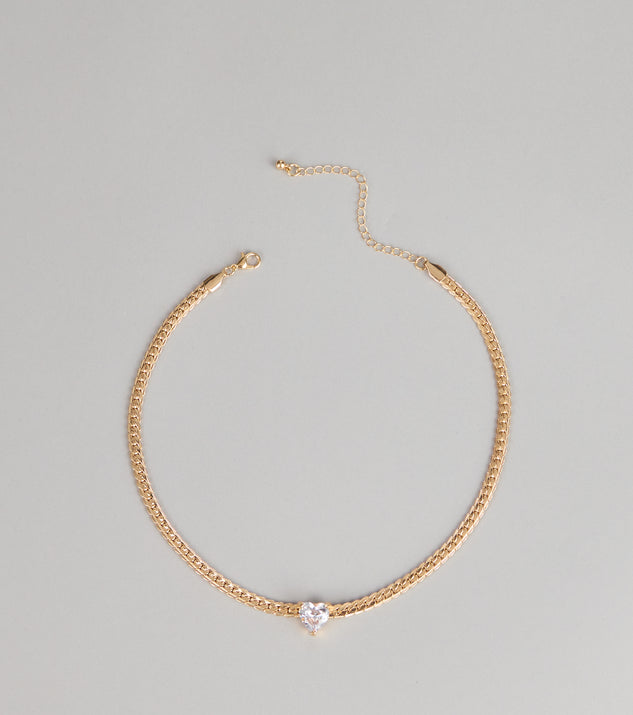 Windsor Everyday Detail Rhinestone Heart Pendant Necklace