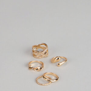 Everyday Luxe Rhinestone Five-Pack Ring Set