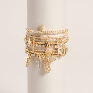 Extra Compliments Rhinestone Cross Stretch Bracelet Set