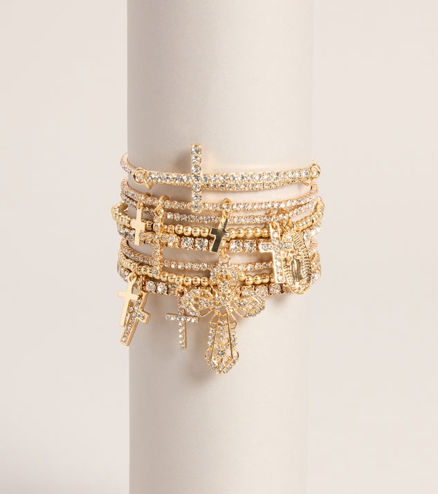 Windsor Extra Compliments Rhinestone Cross Stretch Bracelet Set