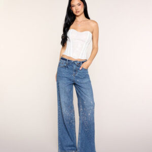 Windsor Extra Shine Rhinestone Fold-Over Jeans Extra Shine Rhinestone Fold-Over Jeans