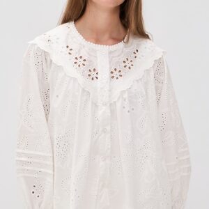 Eyelet Long Sleeve Blouse