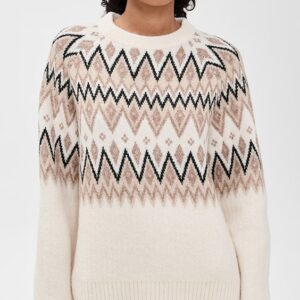 LE BOP Fair Isle Pullover in Ivory Multi: a soft, brushed knit