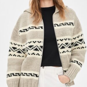 Fair Isle Zip Wool Cardigan