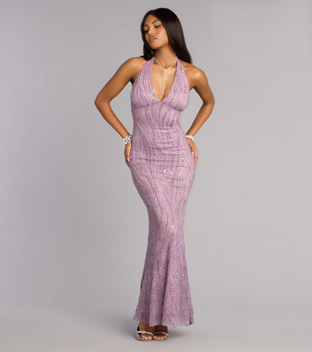 Windsor Faith Sequin Pearl Bead Formal Dress
