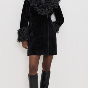 Faux Fur Trimmed Tailored Coat