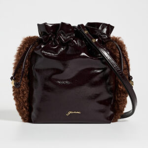 GANNI Faux Leather Deep Shine Party Pouch